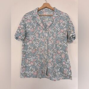 Vintage Floral Blue and Pink Women's Top